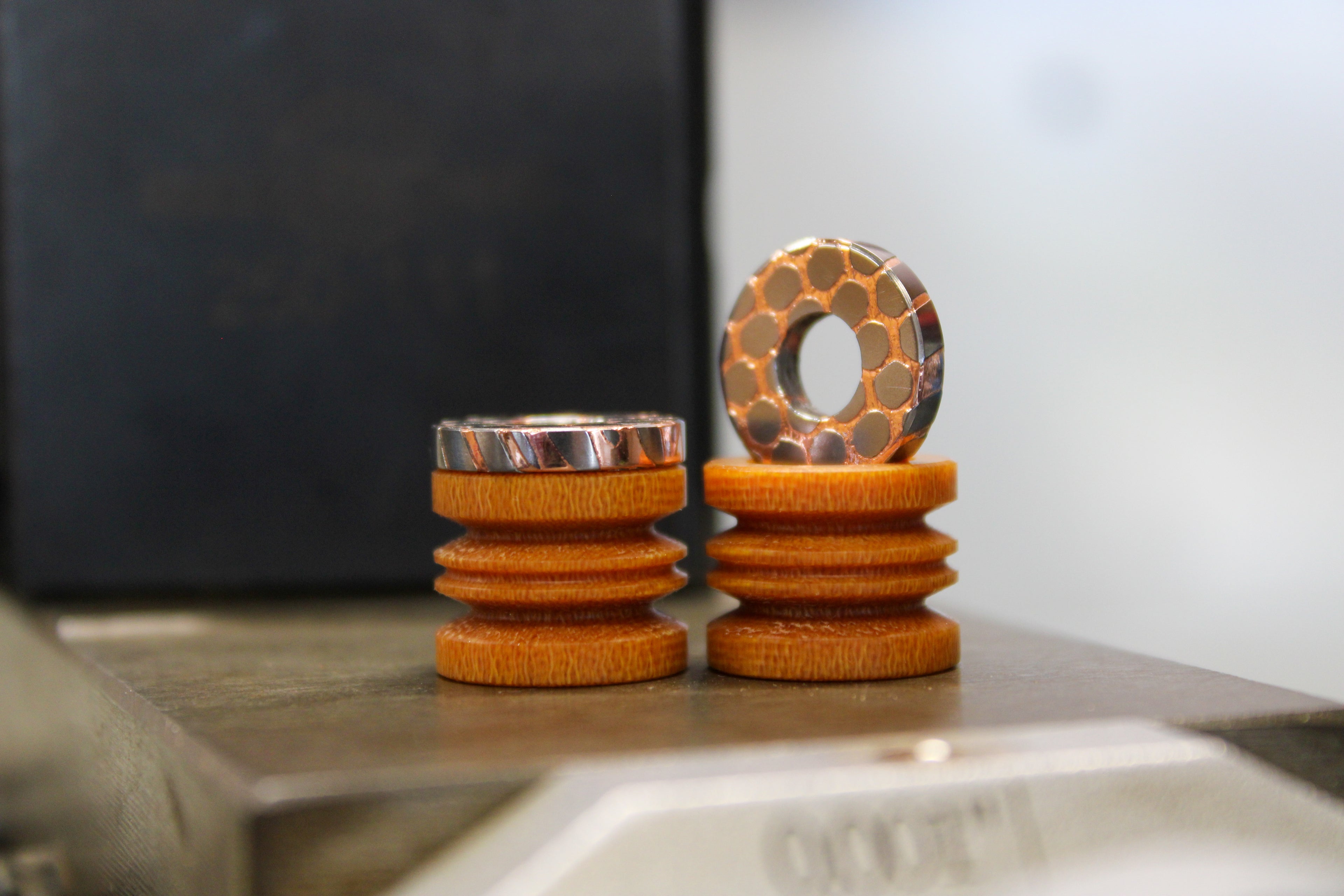 Butterscotch canvas micarta thick mini and twist superconductor spacer