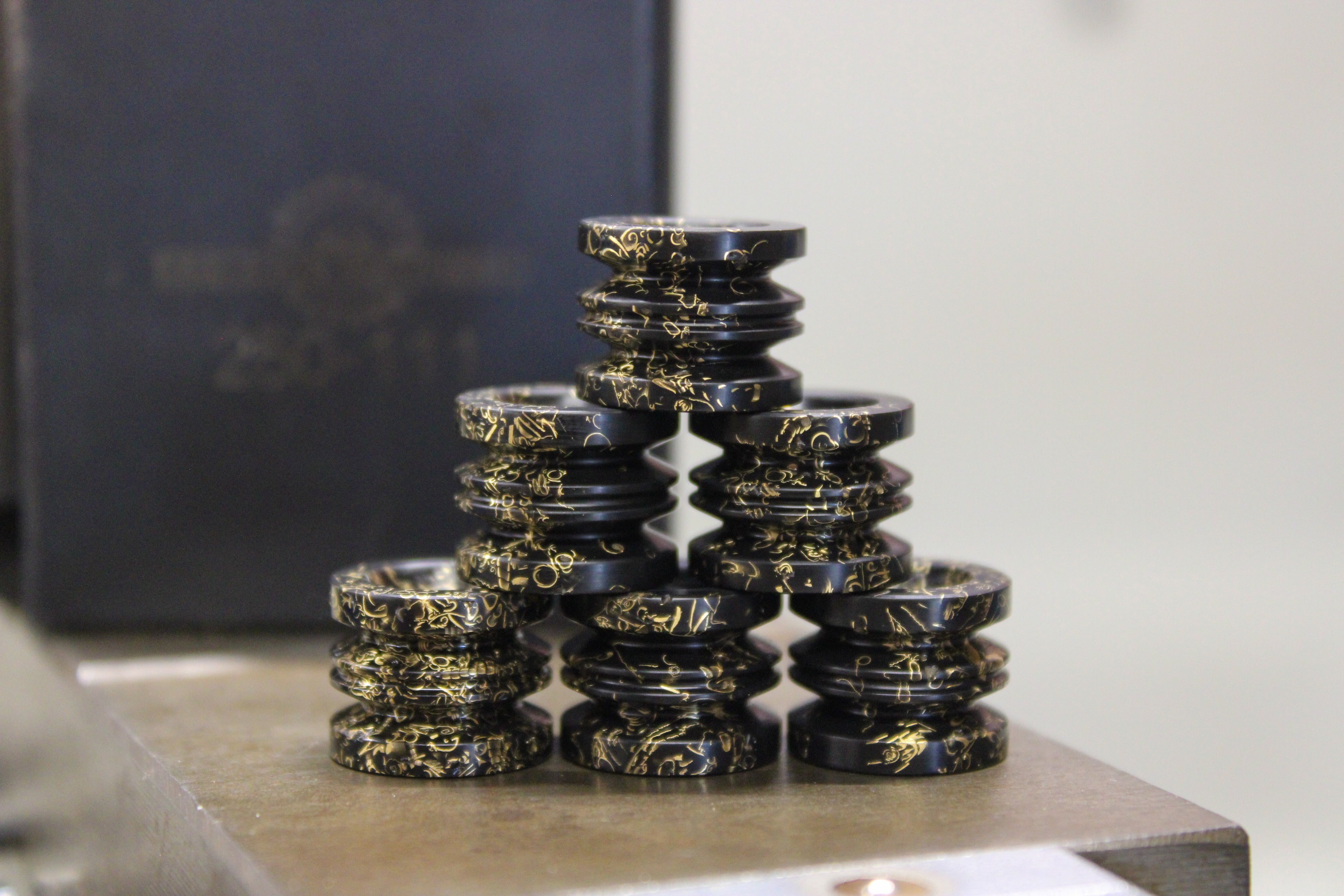 Black and Brass Thick Mini Beads